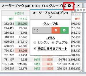 BitMEXオーダーブックカスタマイズ