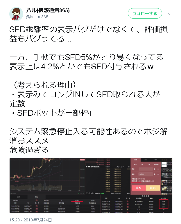 SFD乖離率の表示バグだけでなくて、評価損益もバグってる…