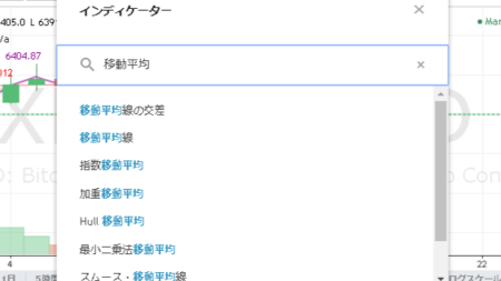BitMEXのインジケータ検索画面