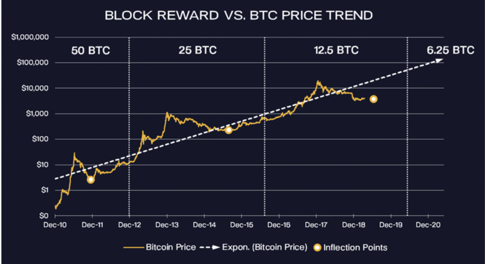 半減日とビットコイン価格の関係