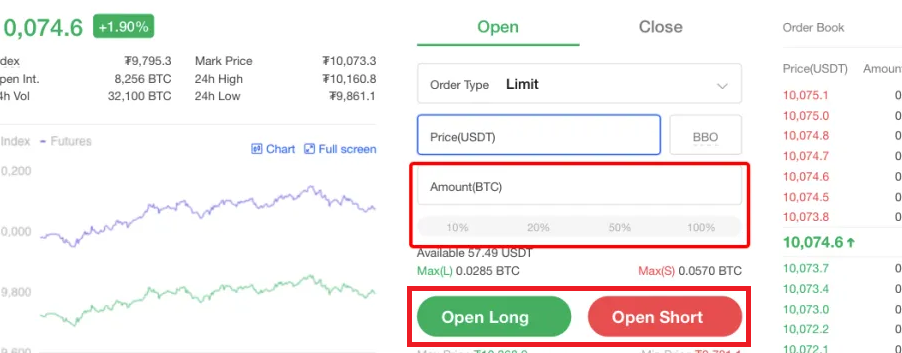 OKXのOpen LongまたはOpen Short