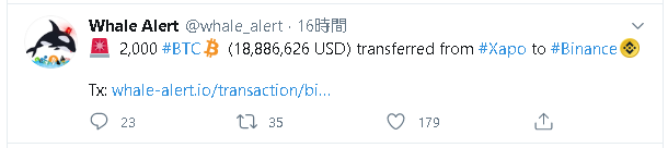 取引所へBTCが送金されると売り圧