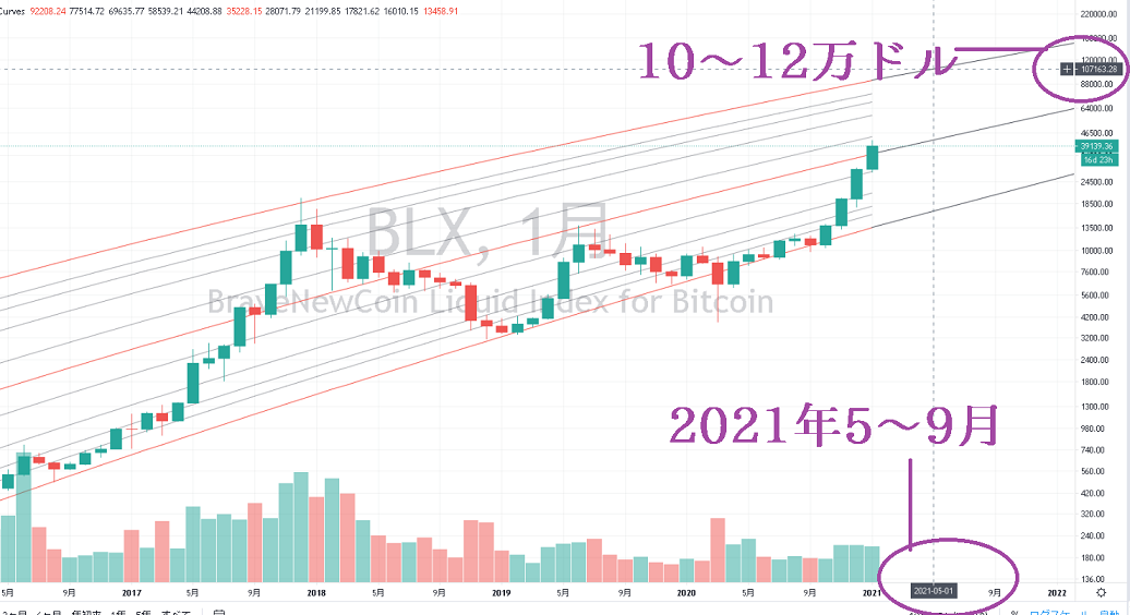 Bitcoin Logarithmic Growth Curves予想