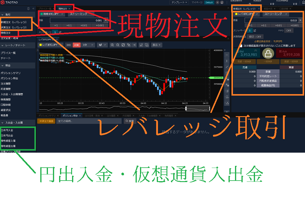 TAOTAOのPC版取引ツール