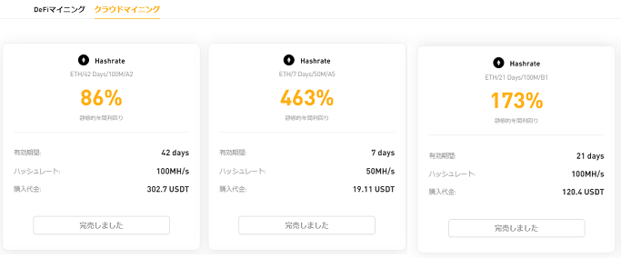 Bybitのクラウドマイニング期間