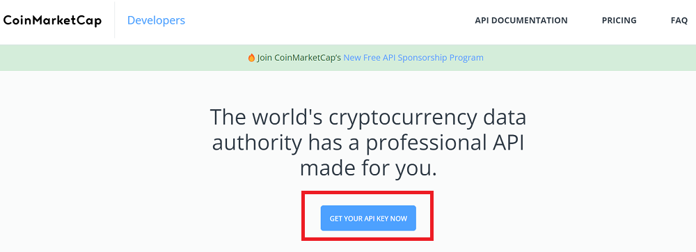 CoinMarketCAP APIのページ