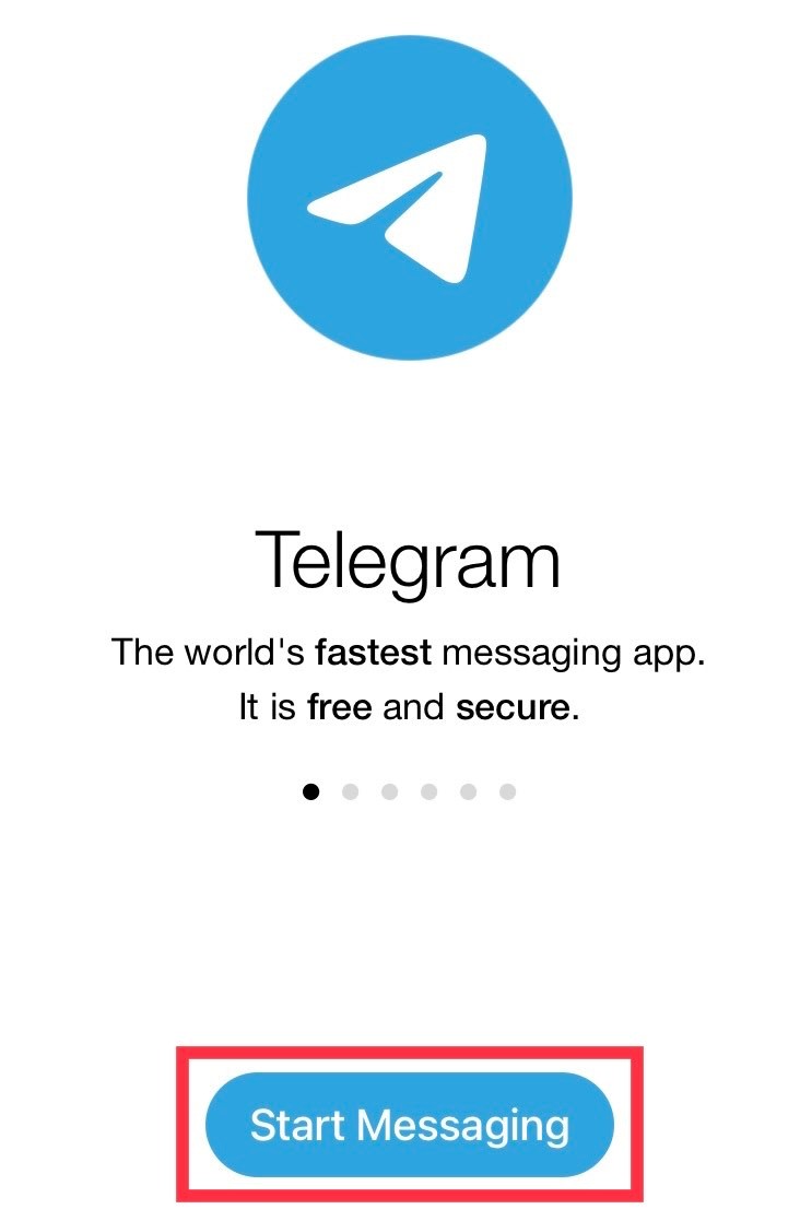 Telegram-テレグラムをダウンロードできたら「Start Messaging」をタップ