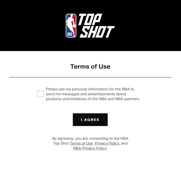 NBA TOP SHOT規約に同意