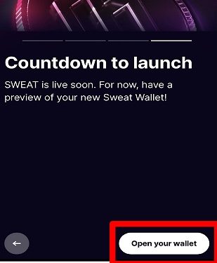 Open your SWEATCOIN wallet