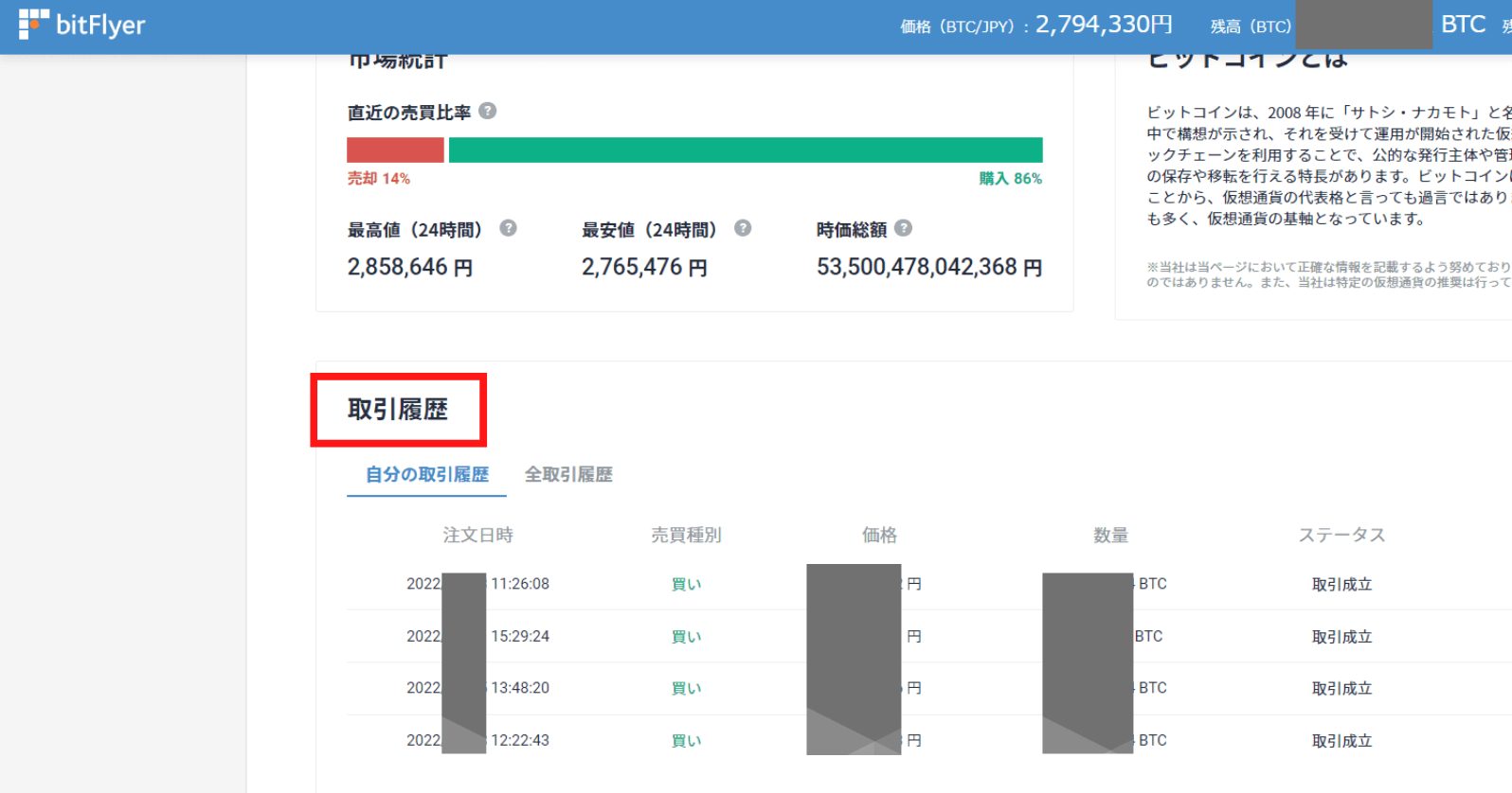 bitFlyer（ビットフライヤー）販売所の使い方