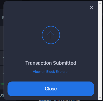 QuickSwap（クイックスワップ）Transaction Submitted