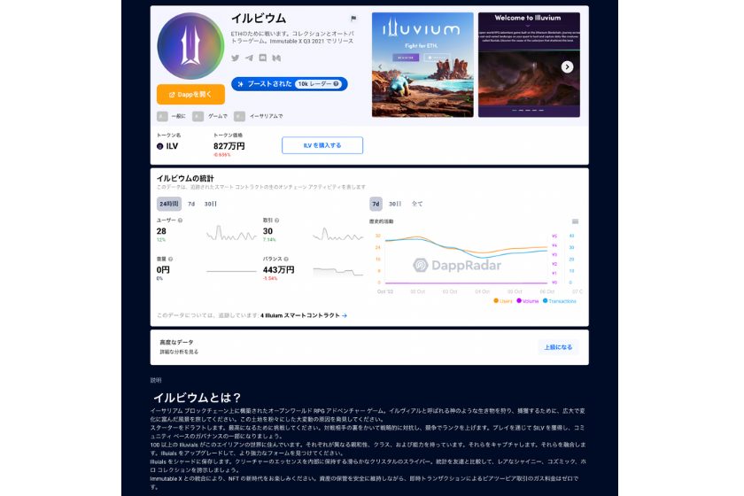 DappRadar イルビウム