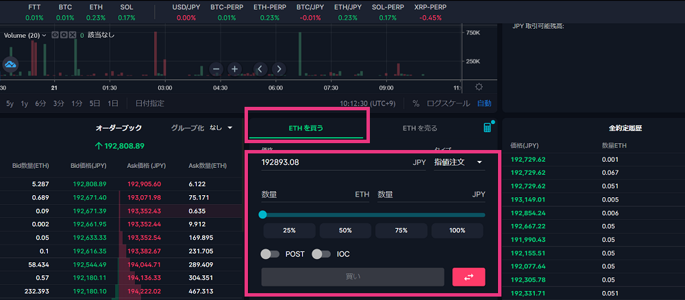 ftxjpでETHを買う
