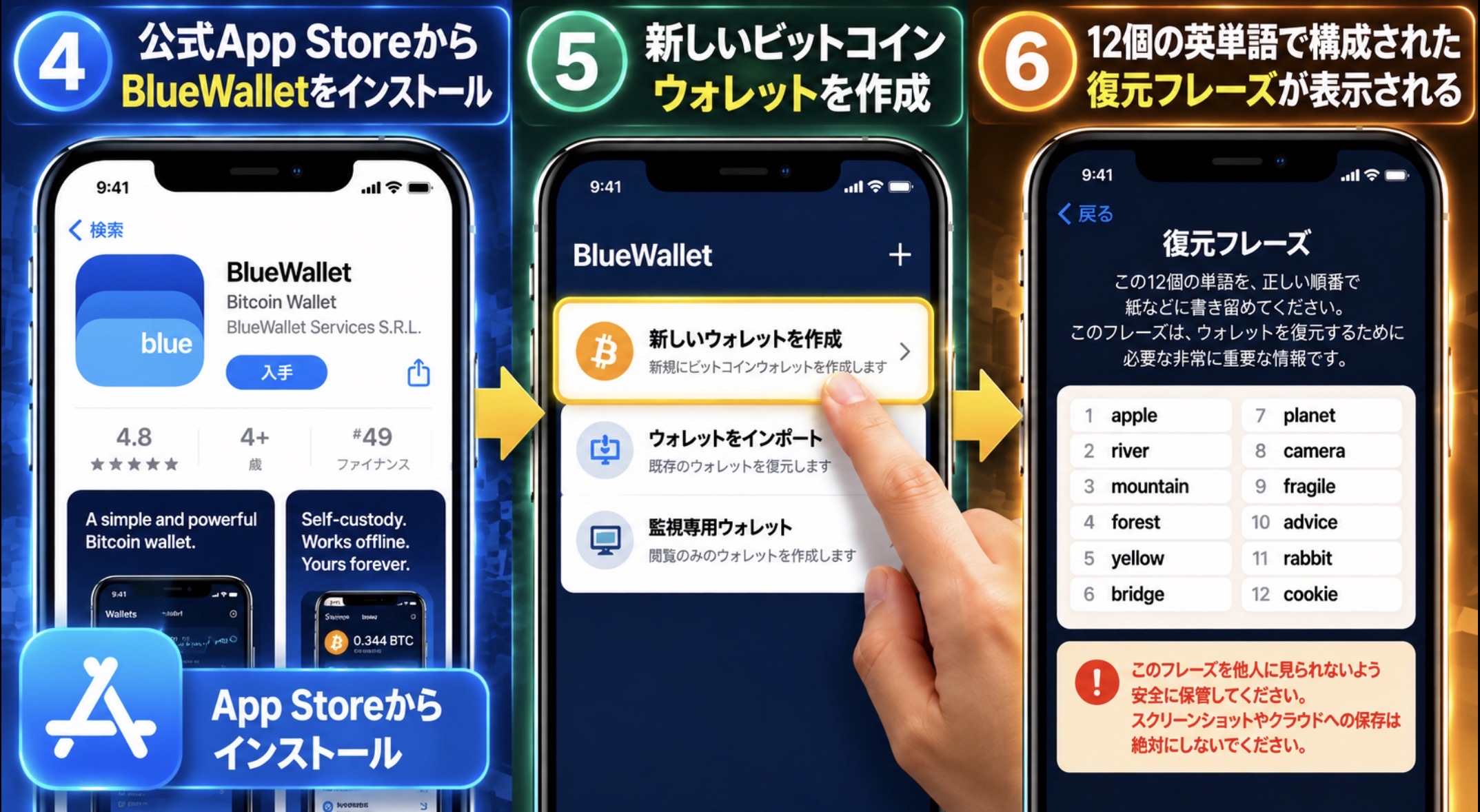 BlueWalletを公式App Storeから導入する