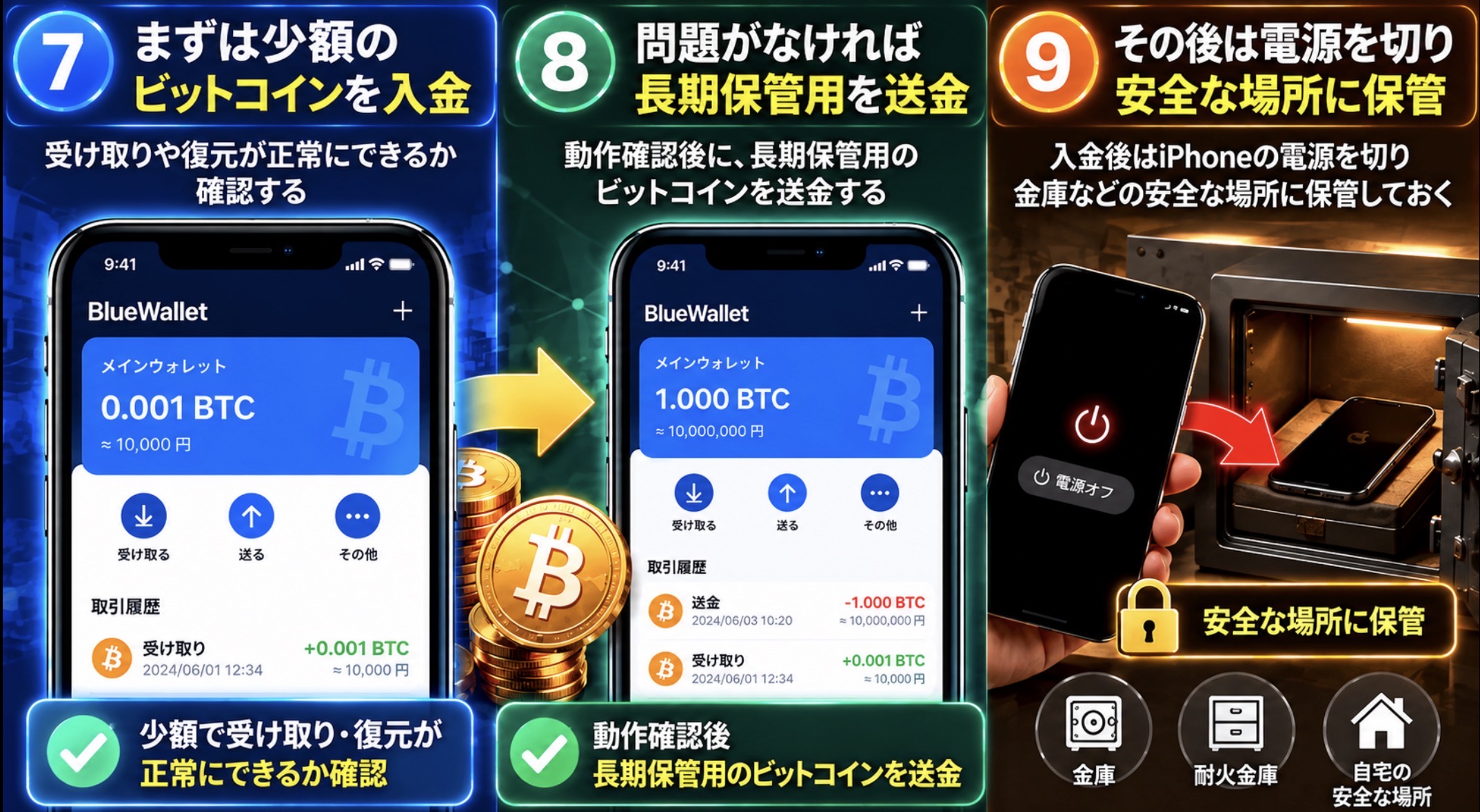 少額で入金と復元をテストする