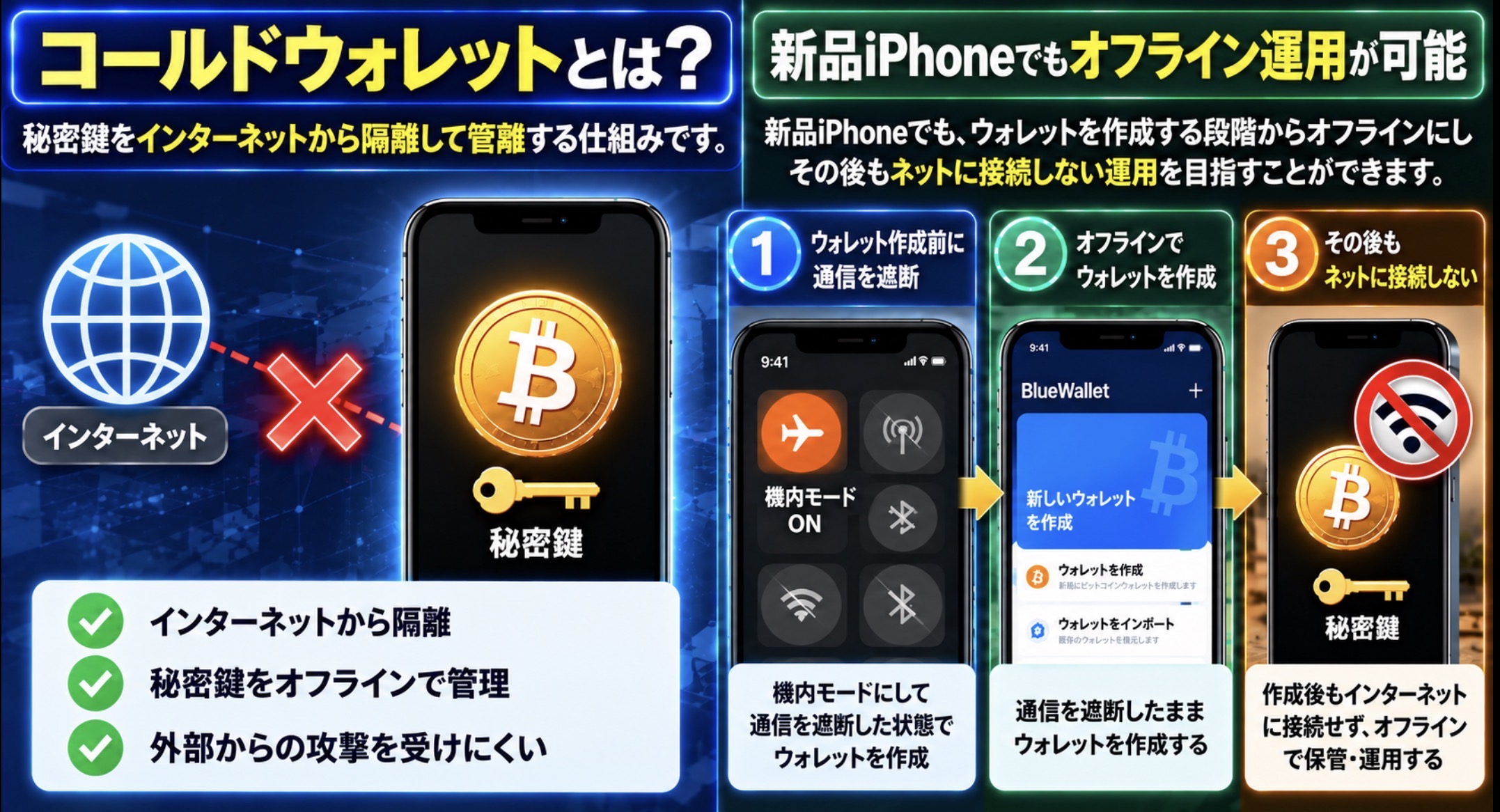 電源を切るだけではコールドウォレットにならない
