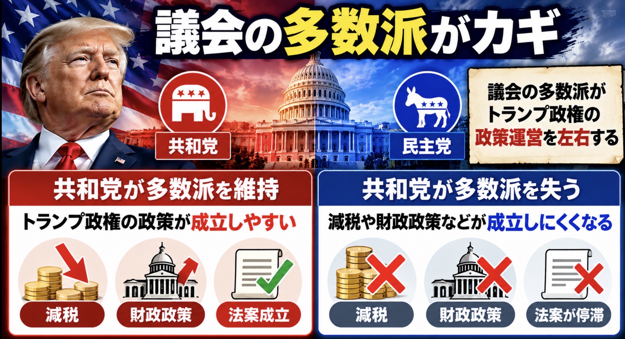 共和党が議会の多数派を失った場合