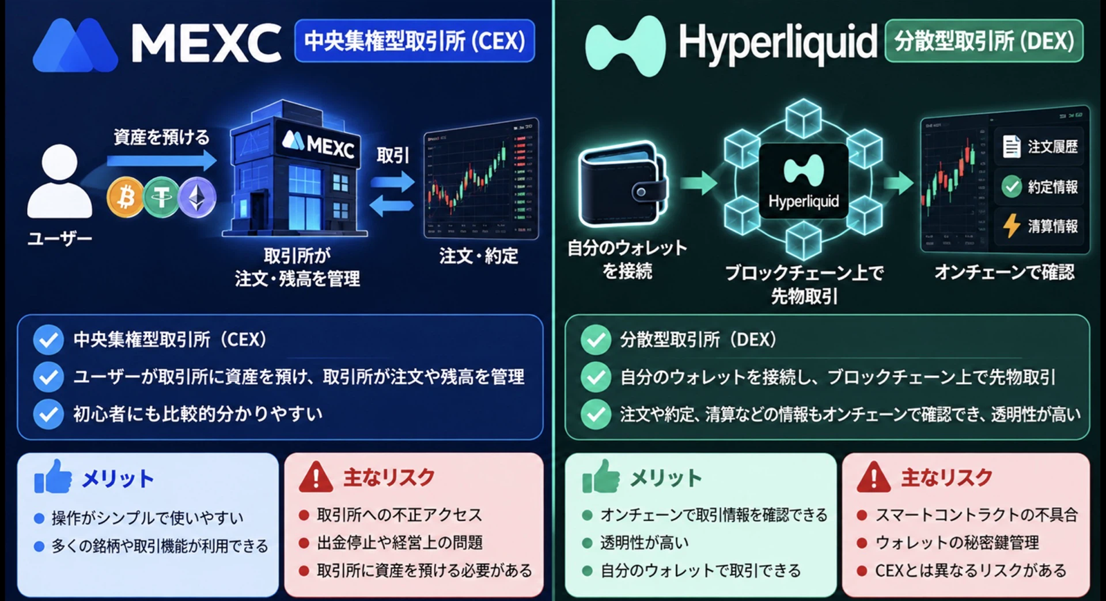 MEXCとHyperliquidの仕組みの違い