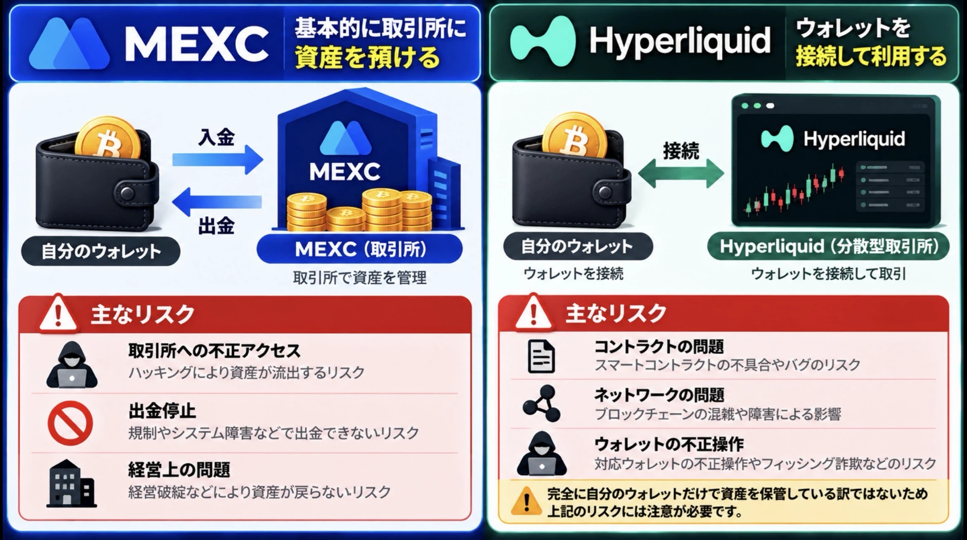 MEXCとHyperliquidの安全性を比較