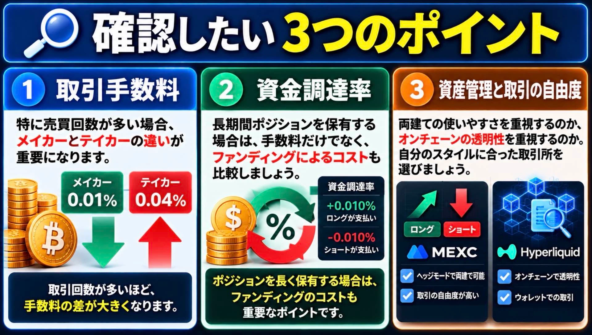 取引所選びで確認したい3つのポイント